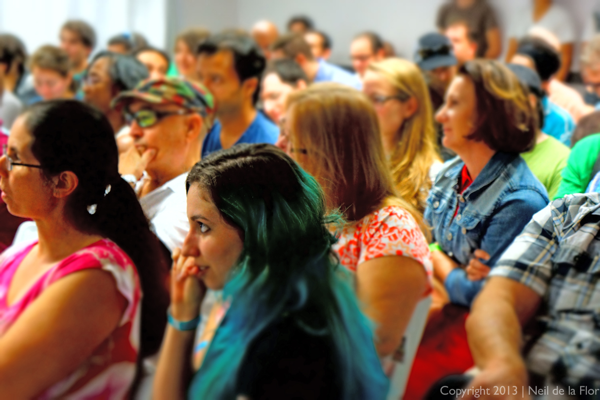 Audience listens to Reading Queer poets @ the 2013 Miami Book Fair International.