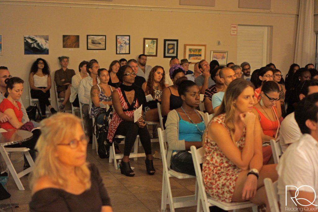 Audience members listen to L. Lamar Wilson during The Reading Queer Literary Festival. Photo by JeanPaul Mallozzi. 